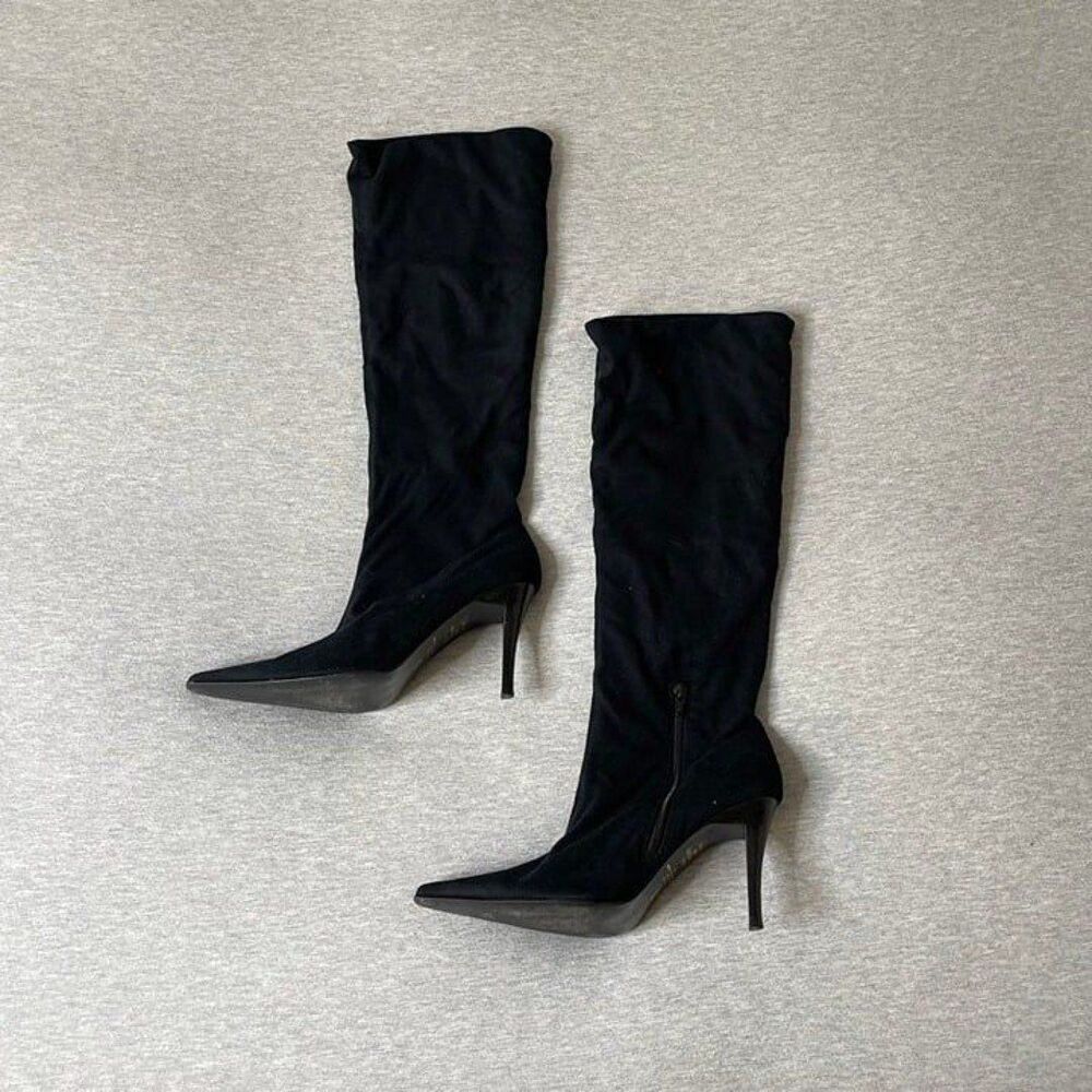 Bakers Women’s Fabric Black Suede Knee-High Heeled Boots